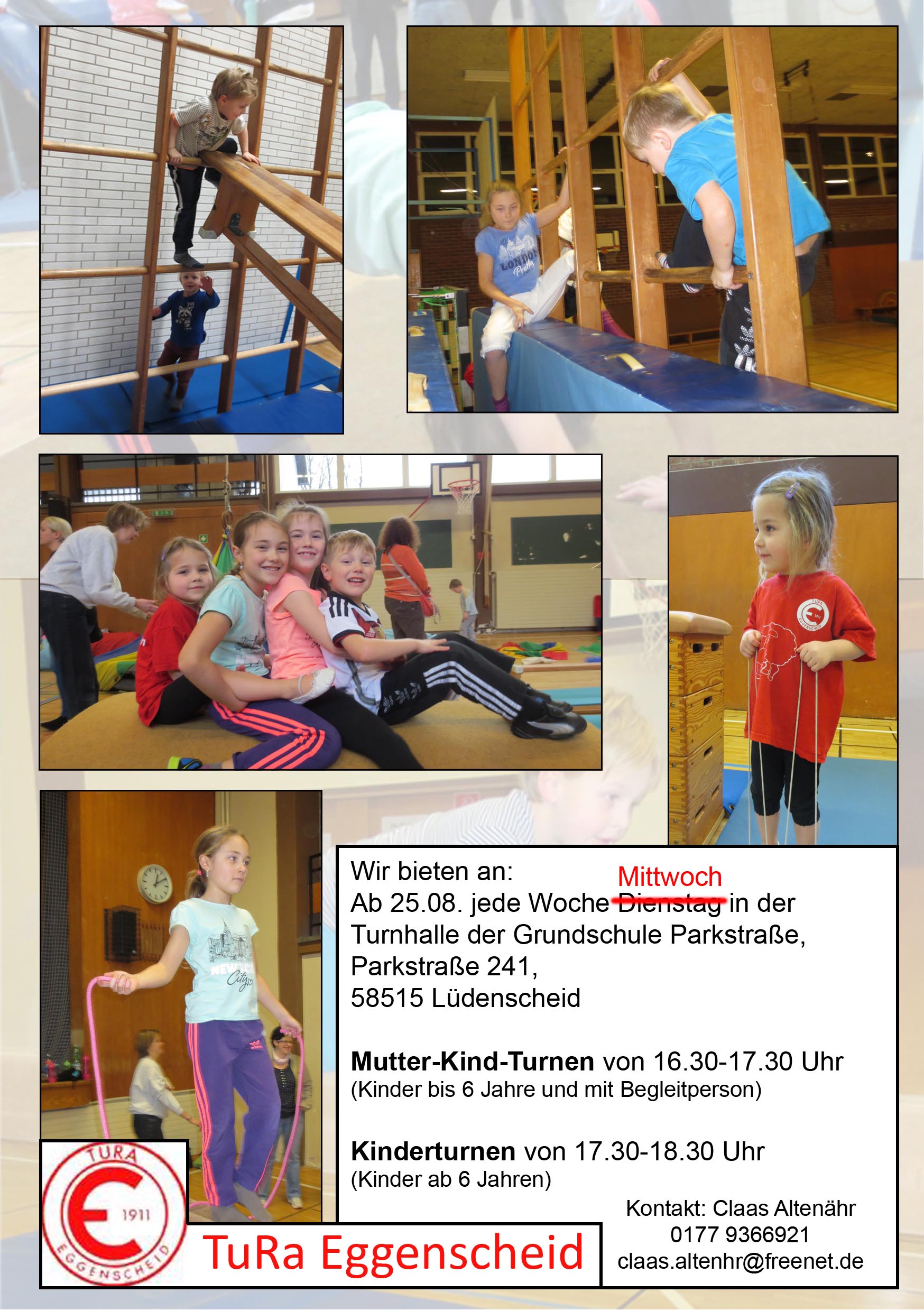 Flyer fürs Kinderturnen in Brügge 2020